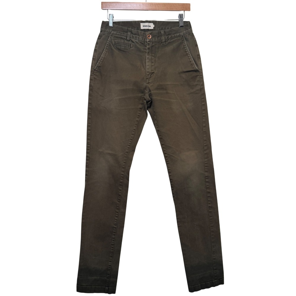 Taylor Stitch Mens Slim Chino Pants 29x33 Olive Green Organic Cotton Utility